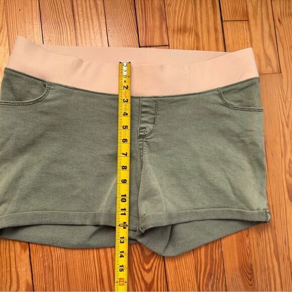Liz Lange Sage Green Denim Shorts with Light Pink Waistband - Picture 5 of 5